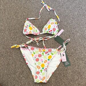 wild fable White Tropical Fruit Print Triangle Bikini